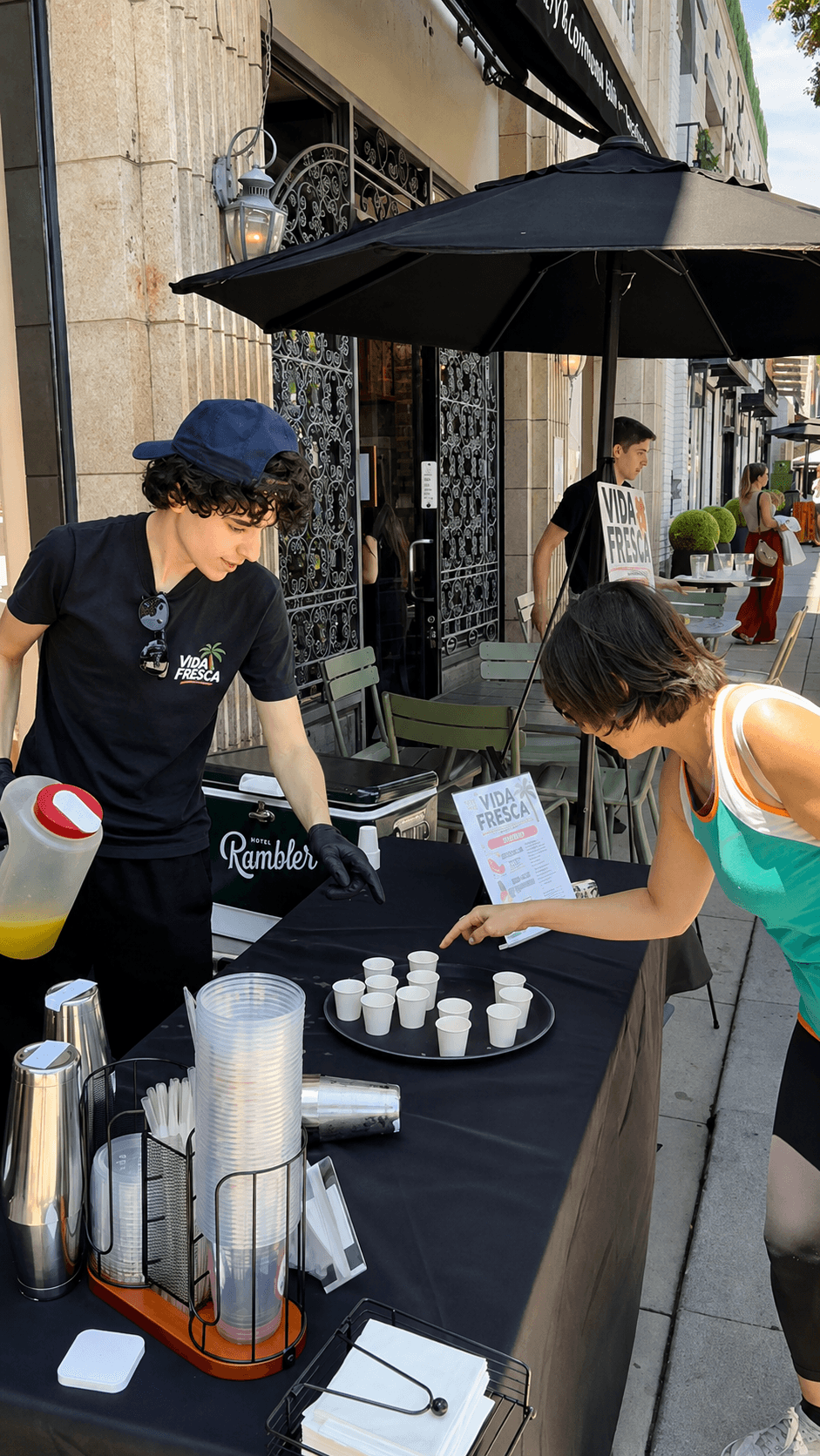 Fresh fruit drinks made at a Vida Fresca pop-up